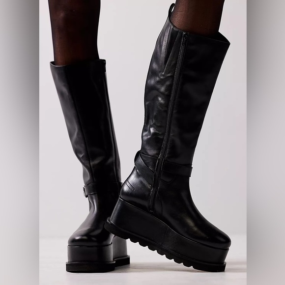 NWT Free People Not for Riding Platform Tall Boots - Black - Picture 5 of 5